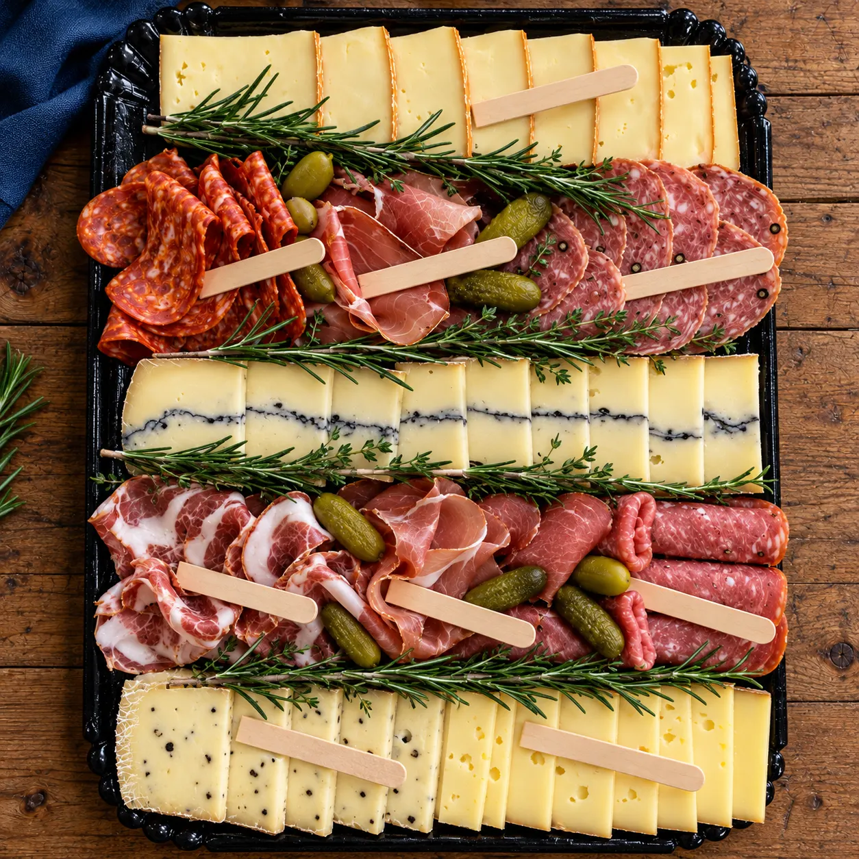 Plateau raclette et charcuterie vu du dessus